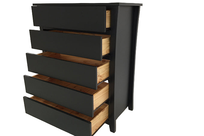 Paiden 5 Drawer Tallboy Black