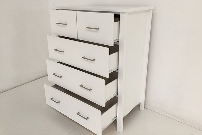 Tina White Tallboy 5 Drawer