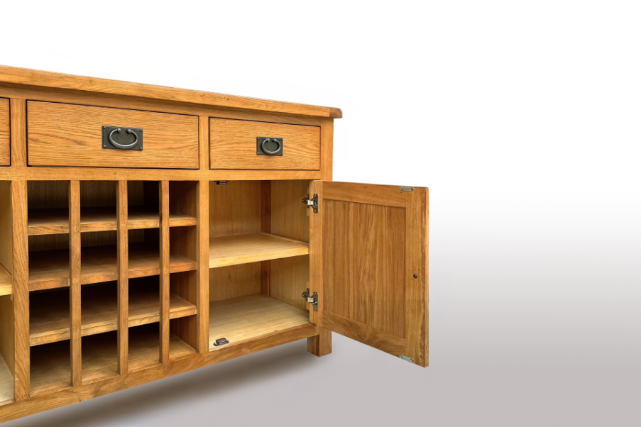 Richmond OAK Buffet Table with Wine Rack