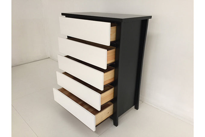 Patrick Tallboy 5 Drawer Black&White