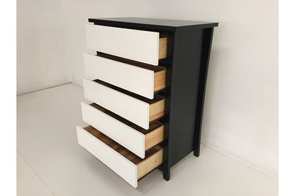 Patrick Tallboy 5 Drawer Black&White