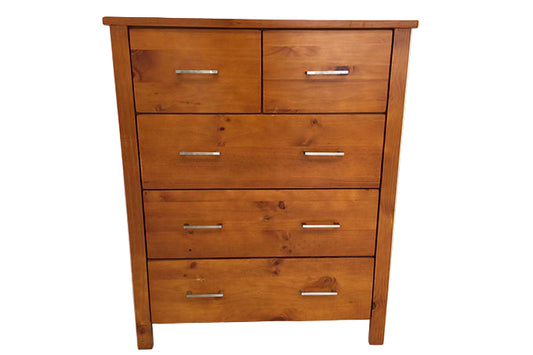 Tina Warm Honey 5 Drawer Tallboy