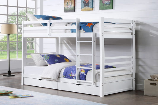 White Bunk Single + Single With DrawersX2