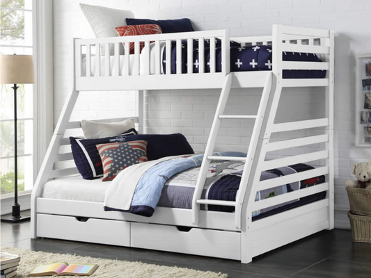 White Bunk Double + Single With DrawersX2
